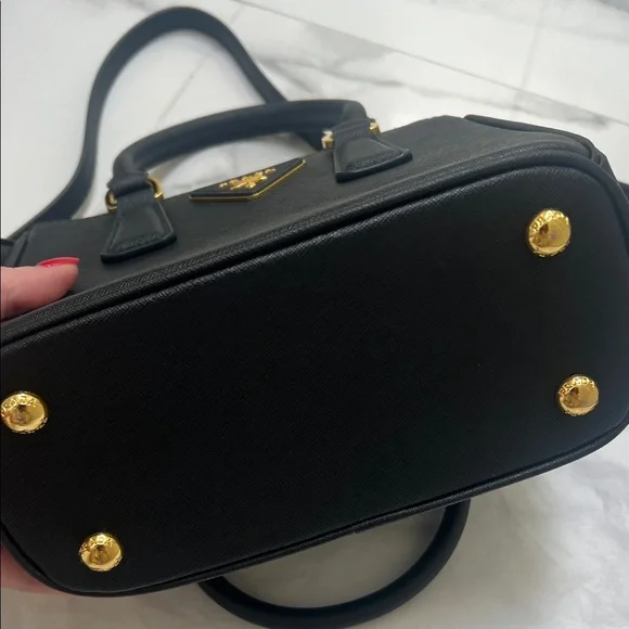Prada Black Saffiano Mini Satchel with Gold Hardware - Picture 4 of 10